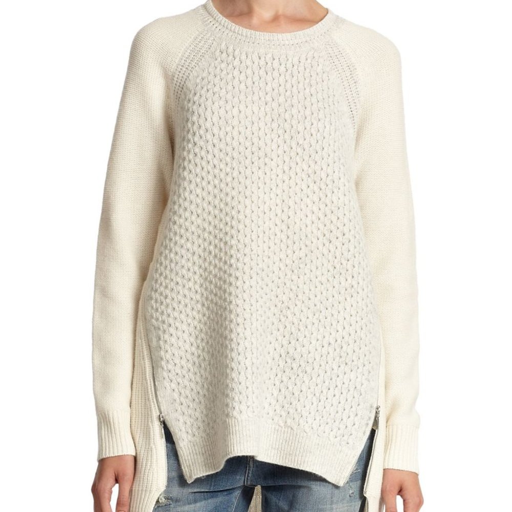 Rebecca Taylor Zip-Side Knit Pullover Sweater